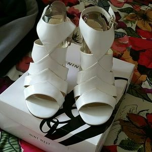 White strappy shoes