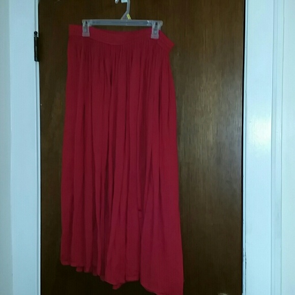 Long red skirt