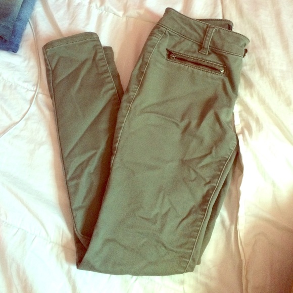 Army green skinny jeans