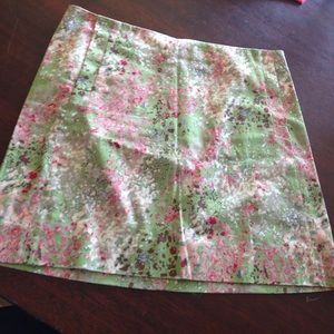 J crew pink green watercolor skirt