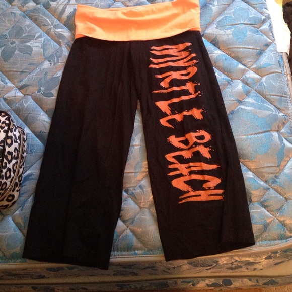 Myrtle Beach orange and black yoga capris