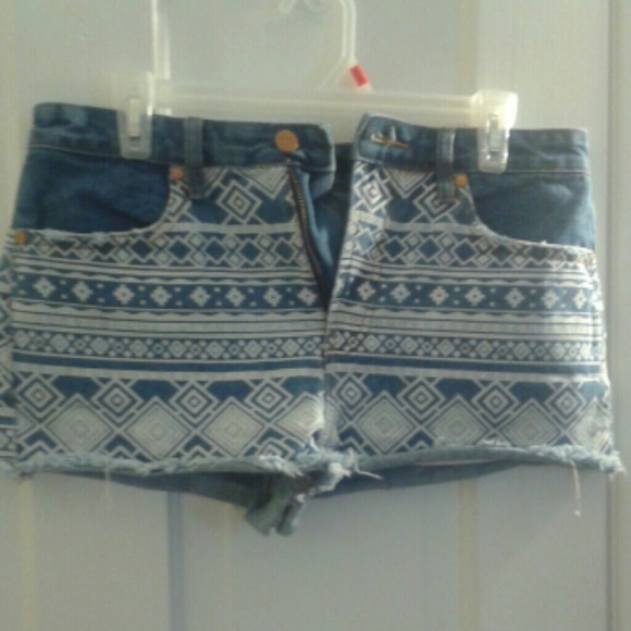 Blue and White Jean Shorts