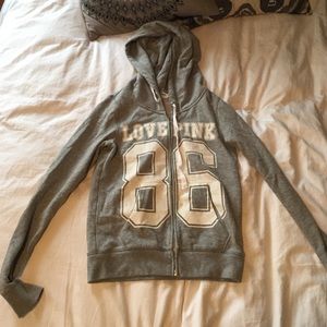 Victoria's Secert Pink heather gray zip up