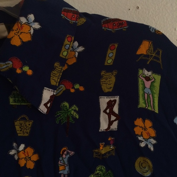 Beach print button-up top - Picture 3 of 3