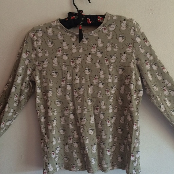 Snow man printed Long sleeve top - Picture 2 of 2