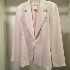 Cream white blazer with floral design