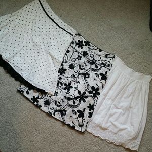 3 white/black skirts
