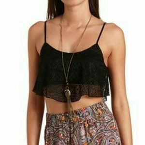 ***sold*** Black lace crop top