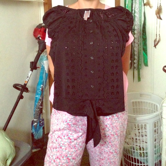 Black lace see through shirt