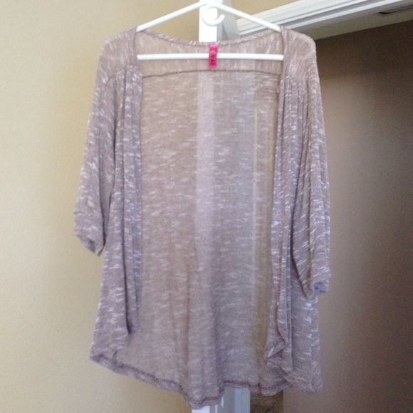 Light brown heathered cardigan.
