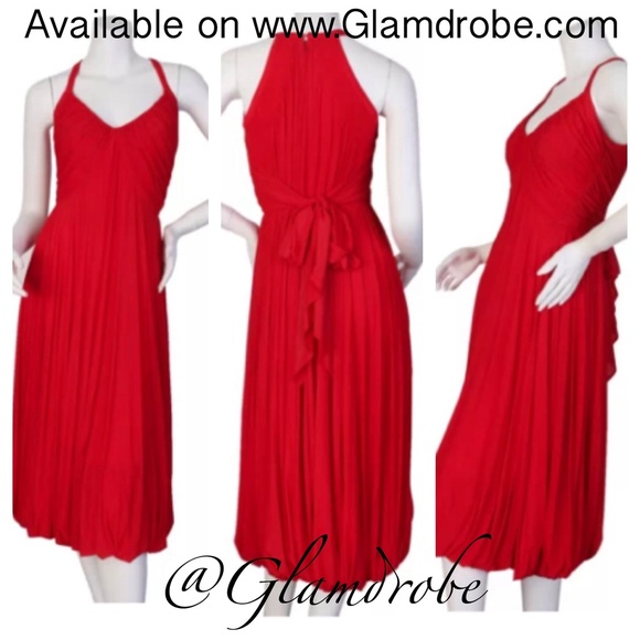 Donna Karan red bubble hem dress sz medium