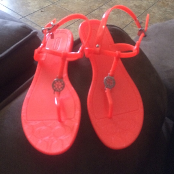 Orange coach sandals