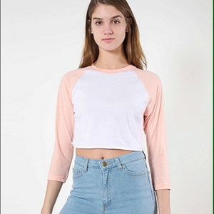 Poly-Cotton Cropped 3/4 Sleeve Raglan