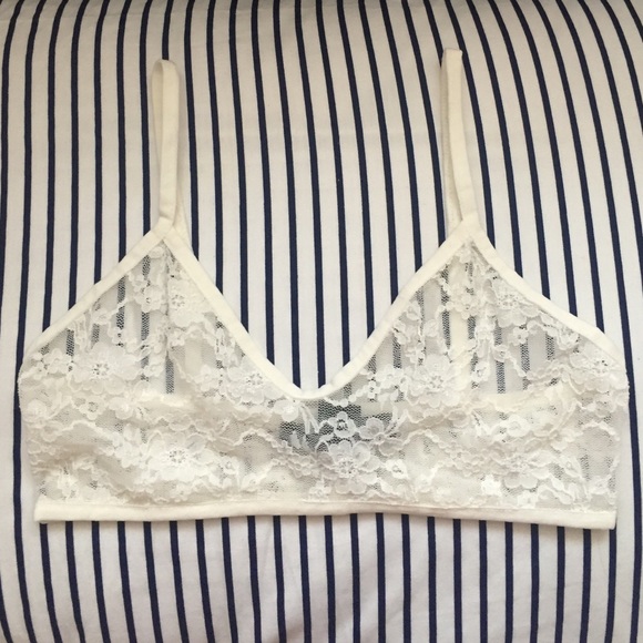 White and black laced bralette, size small