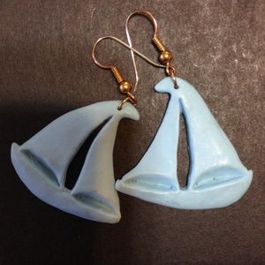 Blue sailboat earrings