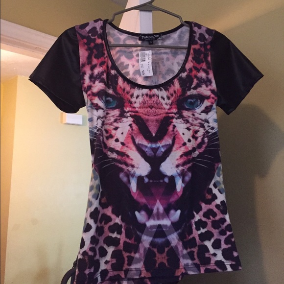 Faux leather short sleeve top