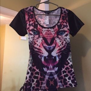 Faux leather short sleeve top