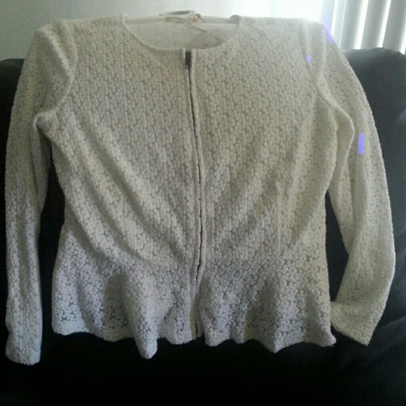 White  zip up sweater