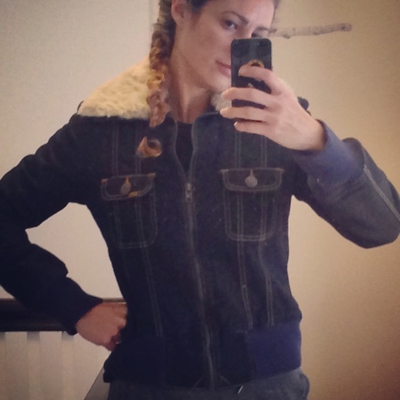 Vintage Lee denim shearling lined jean jacket sz S