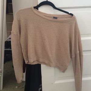 SPARKLE AND FADE cropped cream sweater