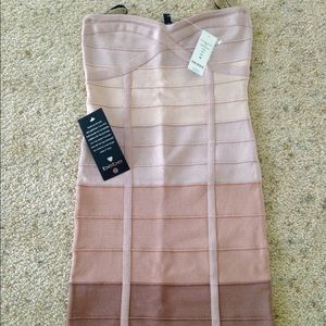 NWT Bebe Bandage Nude Pink Ombré Dress
