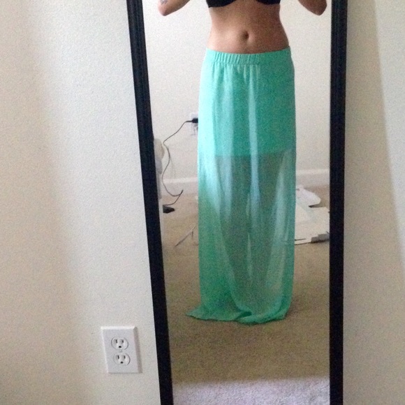Express mint maxi skirt
