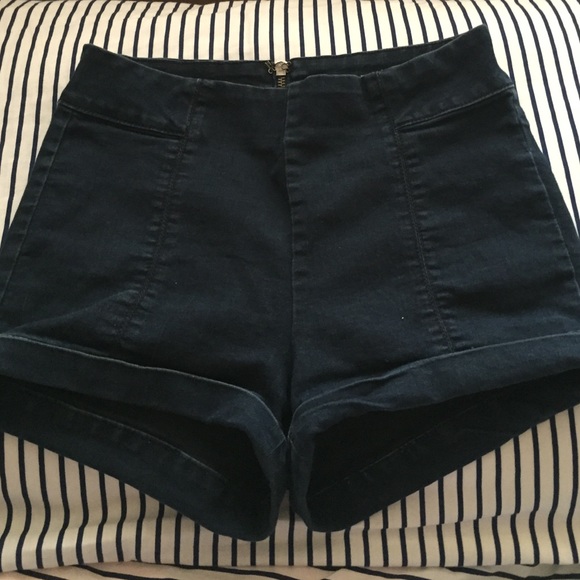 Dark wash high waisted denim shorts