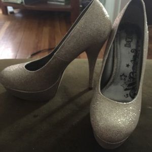 Gold glitter heels