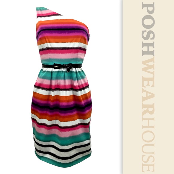 London Times Dresses & Skirts - LONDON TIMES Striped Asymmetrical Dress w/ Pockets