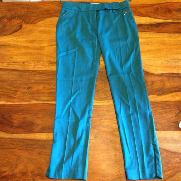 Anthropologie Slim Cropped Pant in Bright Teal