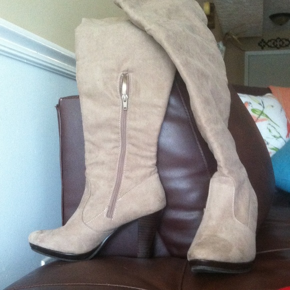 Light brown over the knee boots