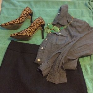 Denim colored pencil skirt