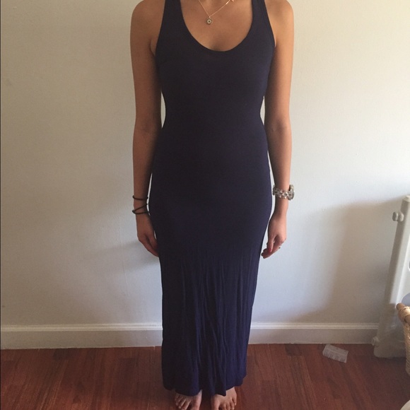 Navy blue cross back maxi dress