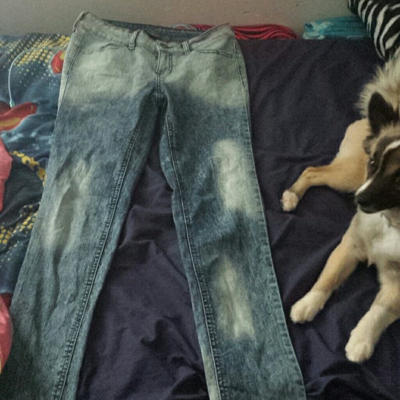 Tie dye blue and white jeans