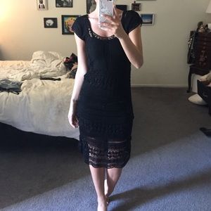 Lovers + Friends crochet black dress