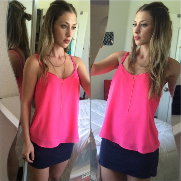 Sans Souci Tops - NWOT Sans Souci Chiffon Loose Pink Tank Top Small