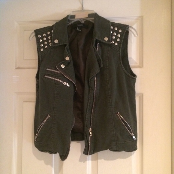 Forever 21 Jackets & Blazers - Studded army green vest