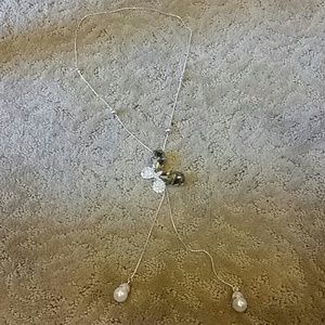 Gold metal butterfly lariat style necklace