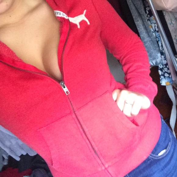 VS PINK zip hoodie! Medium! Red!