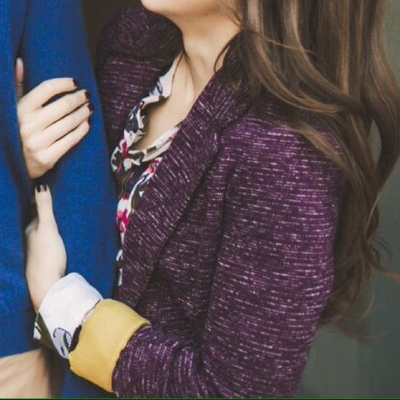 Anthropologie Purple Knit Blazer