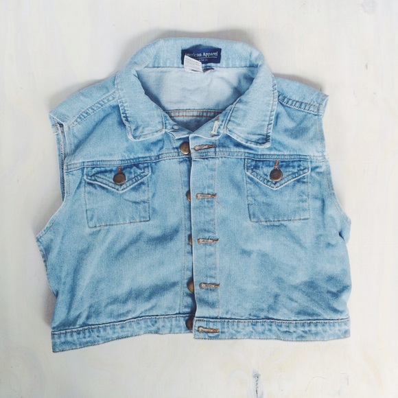 American Apparel Cropped Denim Vest - Picture 1 of 2