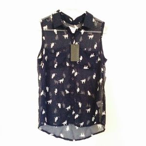 Cotton On cat chiffon top