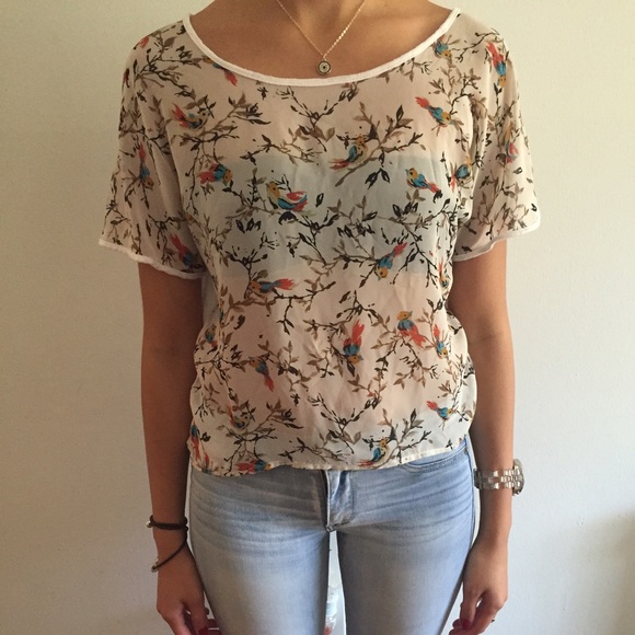 White top with sheer front and cotton back