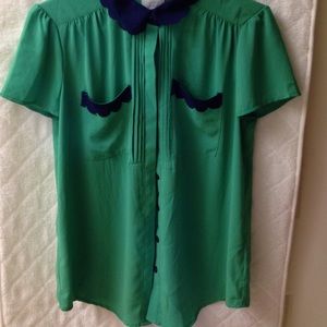 RESERVED Anthropologie Kelly Green Blouse