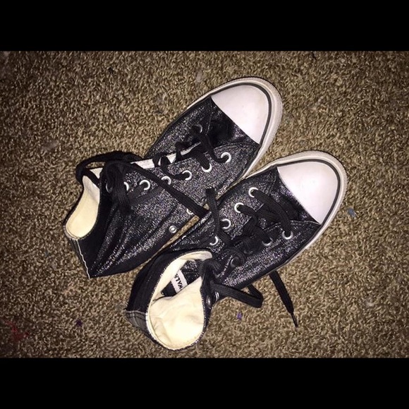 Black glitter hi-top "Chuck Taylor" style shoes