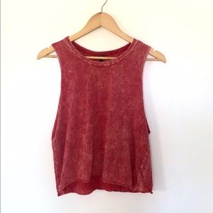 Red marble bleach washed tank top