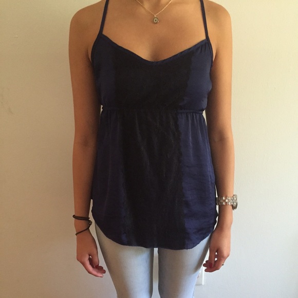 Racer back tank with lace front detail