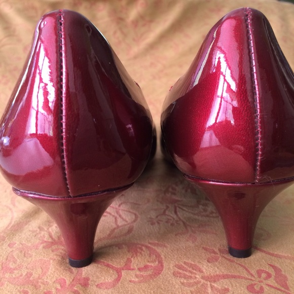 Ruby-Red Patent Kitten- Heeled Pumps - Picture 2 of 3