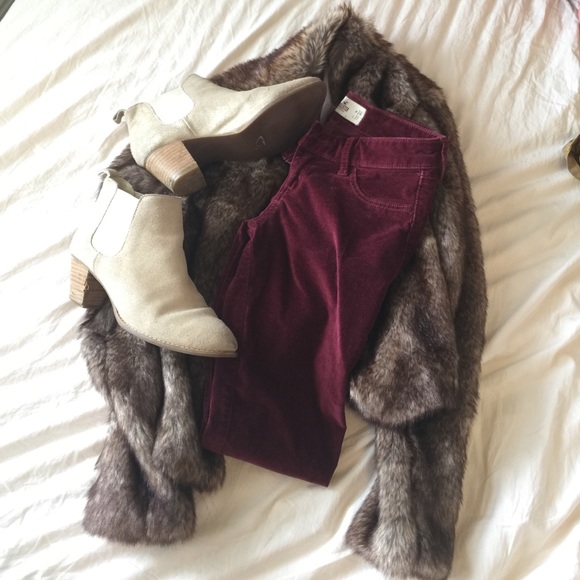 Maroon Velvet skinny Hollister jeans