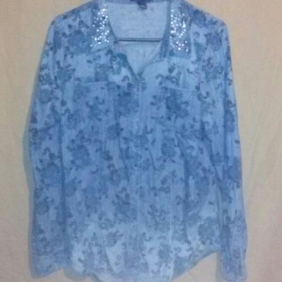 Bandolino Jeans lightweight floral denim blouse